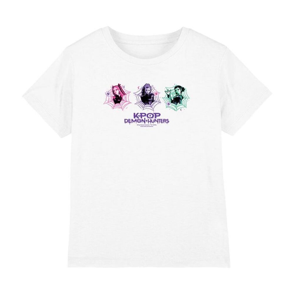 K-Pop Demon Hunters Childrens/Kids Huntr/X Spider Web T-Shirt / White